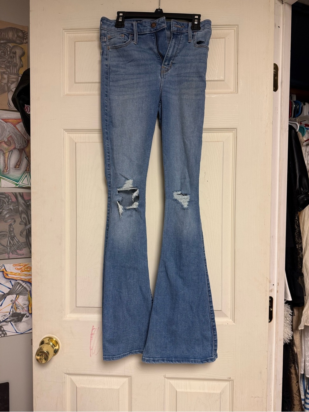 Hollister Light Blue Distressed Flare Jeans